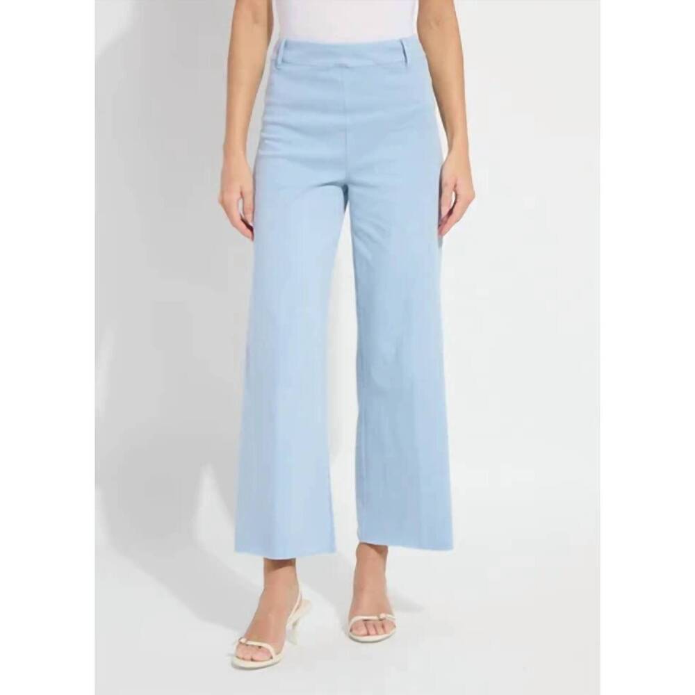 NEW LYSSE erin hi waist wide leg denim pants in antique wash chalk blue
